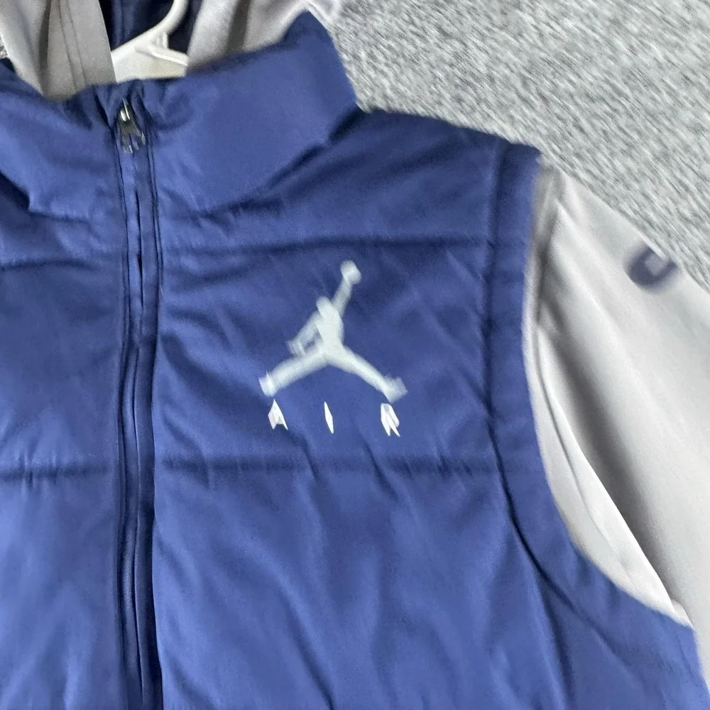 Jordan Jacket Boys M 10-12 Blue Gray Therma-Fit Hooded Puffer Zip Coat